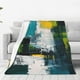 thumbnail image 1 of Balery Abstract Brushstrokes Green Blue Manta de Felpa Suave y Acogedora – Cobija de Franela Aterciopelada para Cama, Lavable y Cálida para Sofá, Mascotas, Transpirable-50"x40", 1 of 7