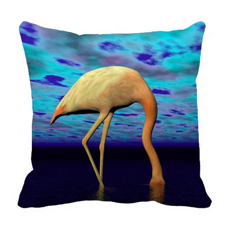 Flaming Head - YKCG White and Pink Flamingo with Head in River Mysterious Purple Landscape Pillowcase Pillow Cushion Case Cover Twin Sides 18x18 inches