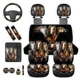 thumbnail image 6 of Binienty Horse Car Seat Covers Full Set 14 Pieces Automotive Interior Set Easy to Install Auto Seat Covers & Accessories With Matching Steering Wheel Cover Arm Rest Pad Washable Fabric, 6 of 8