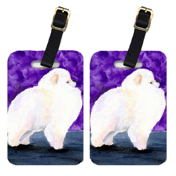 Pair of 2 Pomeranian Luggage Tags