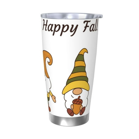 

Salouo Happy Fall Print 20oz Tumbler with Lid Stainless Steel Vacuum Insulated Tumbler Durable Insulated Coffee Mug Thermal Cup with Splash Proof Sliding Lid-Without Straw