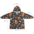 thumbnail image 7 of Gray Halloween Pumpkins Skulls and Bones Blanket Hoodies for Kids 6-13YR Oversize Wearable Blanket Hoodies for Boys Girls Teens, 7 of 7