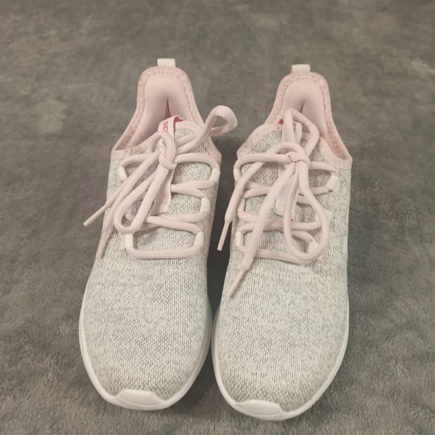 Ad-id-as Women's Pink and gray Sneakers with Knit Upper Size 5