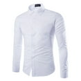 thumbnail image 3 of Male Stand Collar Button Down Dress Shirts, Monochrome Formal Shirt, 3 of 3