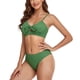 thumbnail image 1 of Traje de baño de 2 piezas para mujer, conjunto de bikini de cintura alta con nudo retorcido transpirable de moda para nadar en la playa, verde S, 1 of 6