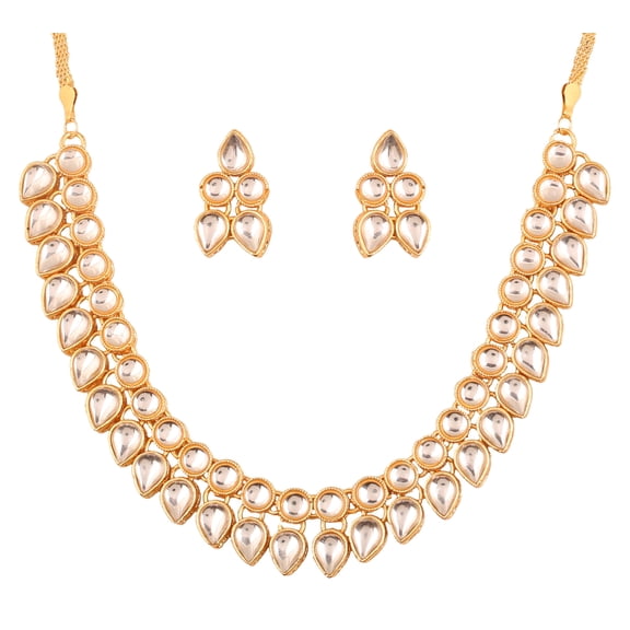 Sunsoul By Touchstone Indian Handcrafted Mughal Kundan Look Jewelry Gold Tone Necklace Set For Women