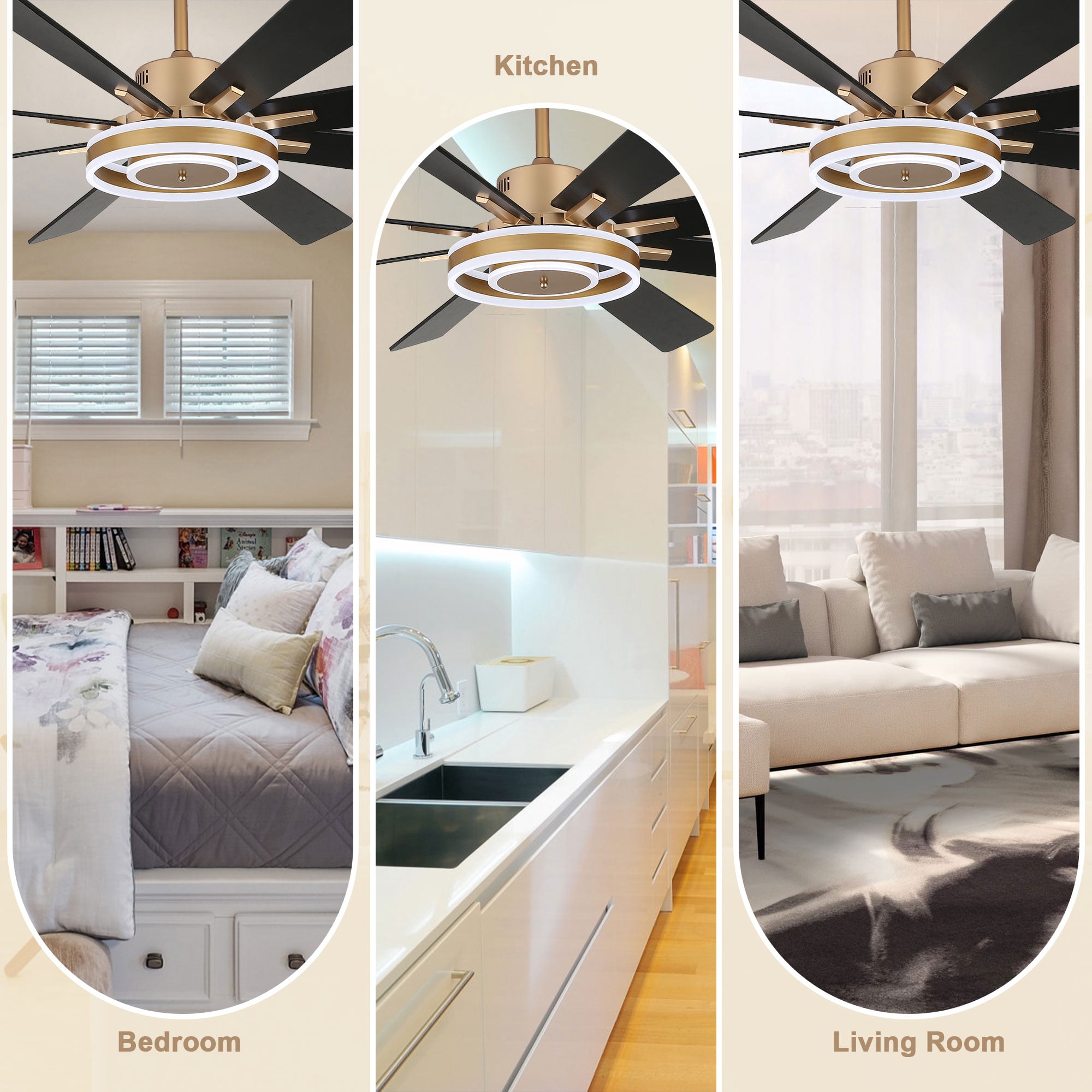 Bella Depot 72" Modern LED Ceiling Fan 6-Speed Reversible Chandelier With Dimmable Light and Remote Control