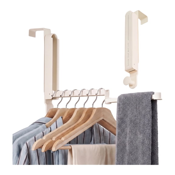 Over the Door Towel Racks for Bathroom, Portable White Hook Rack with 6 Ridges – Easy Over-Door Mount, Large Capacity