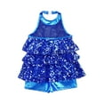 thumbnail image 4 of Sholeno Kids Girls Sparkly Sequins Jazz Latin Dance Dress Modern Ballet Leotard Dancewear Royal Blue 8, 4 of 7