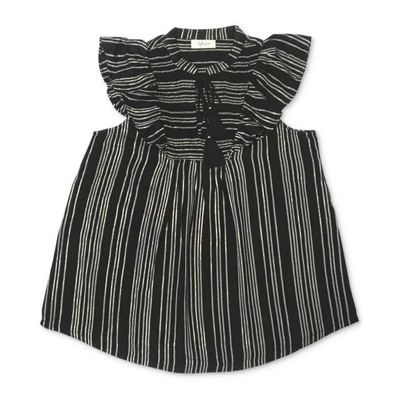 Style & Co Women's Smocked Ruffle-Sleeve Top Deep Black Size S