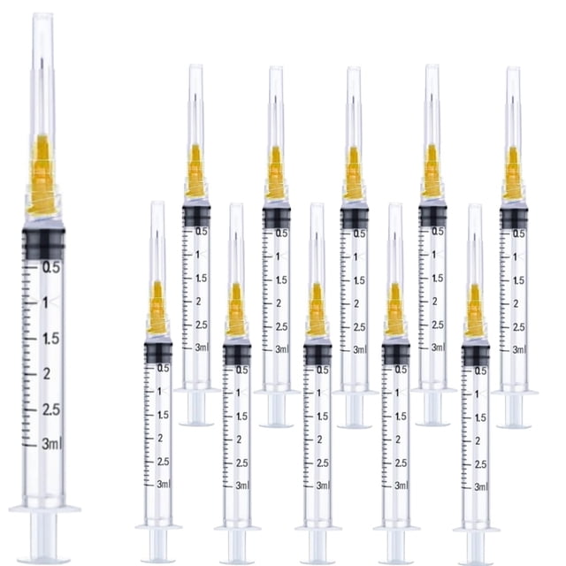 Utensilios de laboratorio Sirulken, 3 ml, 25 g, 1,6 cm, esterilizados, paquete de 50
