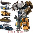 thumbnail image 1 of Figura de acción de Robot KO G1 para niños, 4 en 1 juguete destructor de transFormación, avión, tanque, dinosaurio, coche, regalo para niños, 1 of 4