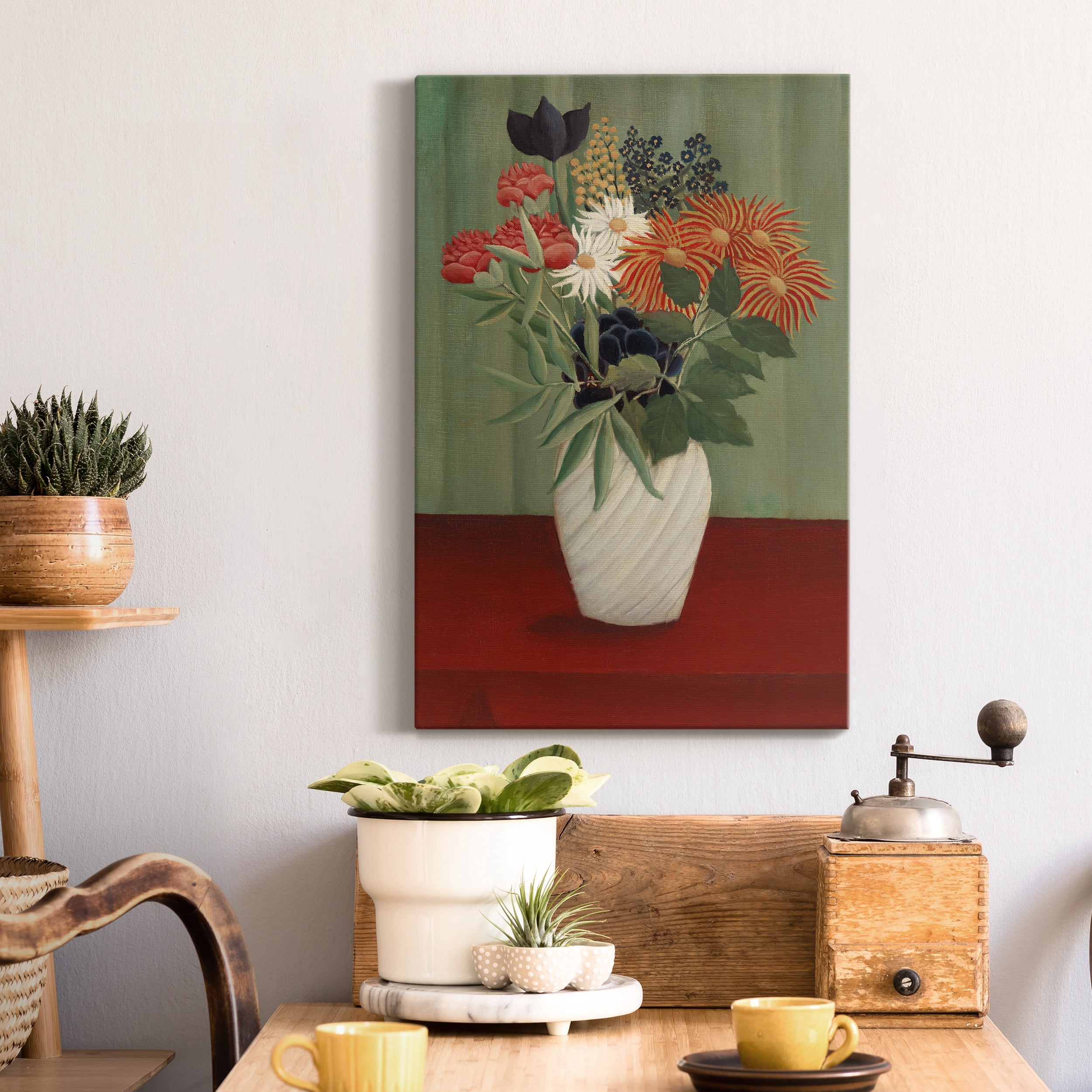 Bouquet of Flowers with China Asters and Tokyos Premium Gallery Wrapped Canvas - Ready to Hang - 40 x 60