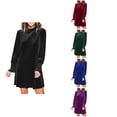 thumbnail image 1 of NJDVHB Robes d'Hiver pour Femmes, Robes d'Invitée de Mariage pour Femmes, Robe Blazer d'Extérieur à Manches Longues pour Femmes à Col Rond Uni, Bleu, TTTTG, 1 of 5