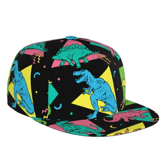 Flat Bill Trucker Hats for Women Men - Cartoon Dinosaurs Kids Adjustable Flat Baseball Cap Snapback Hats Dad Hats for Men