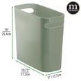 thumbnail image 4 of mDesign Plastic Small Trash Can, 1.5 Gallon/5.7-Liter Wastebasket, Garbage Container Bin with Handles for Bathroom, Kitchen, Home Office, Hold Waste, Recycling, 10" High, Aura Collection, Olive Green, 4 of 5