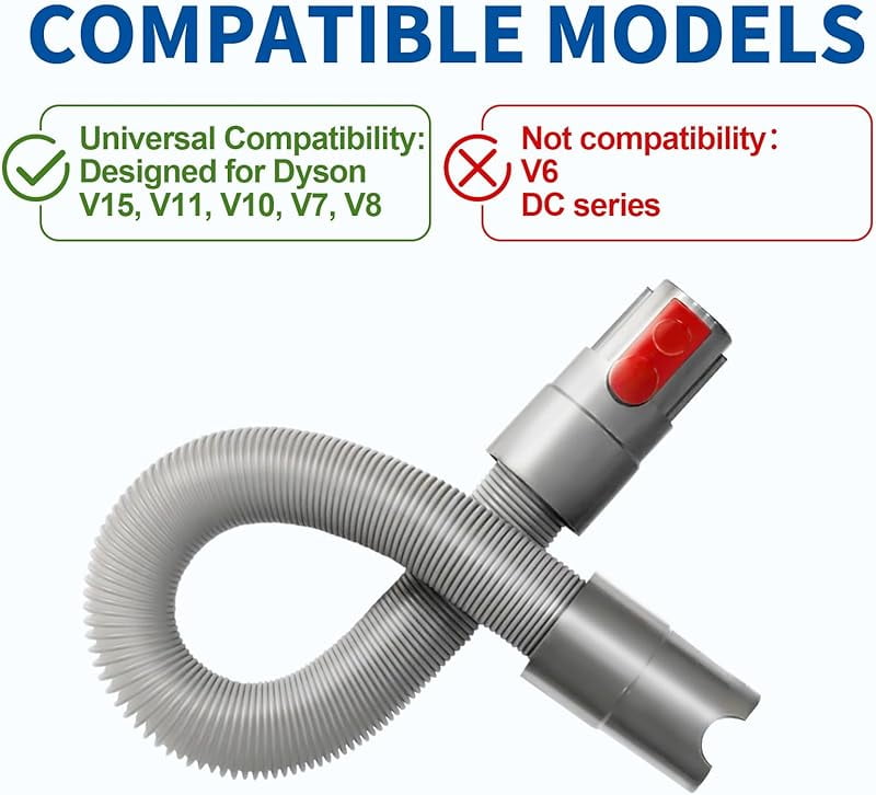 Flexible Extension Hose Attachment for Cordless Vacuum Cleaner - Compatible with V15 V8 V7 V10 V11 Detect Torque Drive Outsize Absolute Animal Trigger Motorhead Dy*son Model