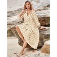 thumbnail image 5 of Womens Color Block Long Sleeve Boho Midi Dress Casual Beach Button Down Shirt Dress, 5 of 6