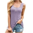 thumbnail image 2 of AherBiu Womens Ribbed Tank Tops Sleeveless Summer Casual Loose Fitting Tee Shirt Crewneck Button Comfy Tank Tops, 2 of 9