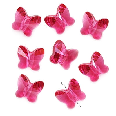 Lovely Butterfly Beads - Swarovski Crystal, #5754 Butterfly Beads 6mm, 8 Pieces, Fuchsia