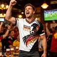 thumbnail image 4 of Men's V-Neck Short Sleeve Germany Soccer Jersey with Eagle Graphic Print, Breathable Athletic Fan Shirt, Lightweight Sport Top for Game Day, Training, and Casual Wear, 4 of 6