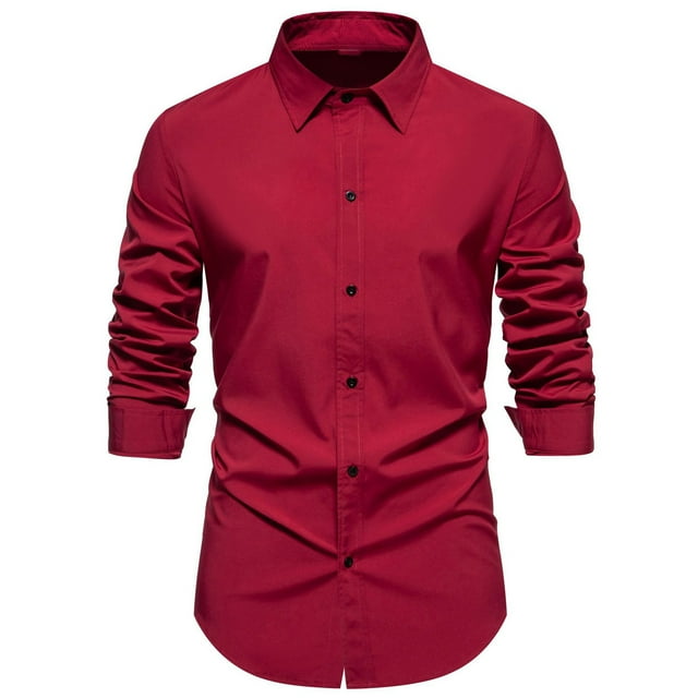 KIHOUT Chemises Homme Décontracté Mode Col Rabattu Bouton Chemise à Manches Longues Blouse WE/M