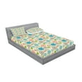 thumbnail image 2 of Ambesonne Floral Fitted Sheet & Pillow Sham Set, Retro Doodle Cheerful, Queen, Multicolor, 2 of 2