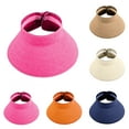 thumbnail image 6 of Lovskoo 2024 Sun Hats for Women Wide Brim Straw Sun Visor Hat Foldable Roll-Up Summer Beach Hat Open Top Hat Hot Pink, 6 of 6