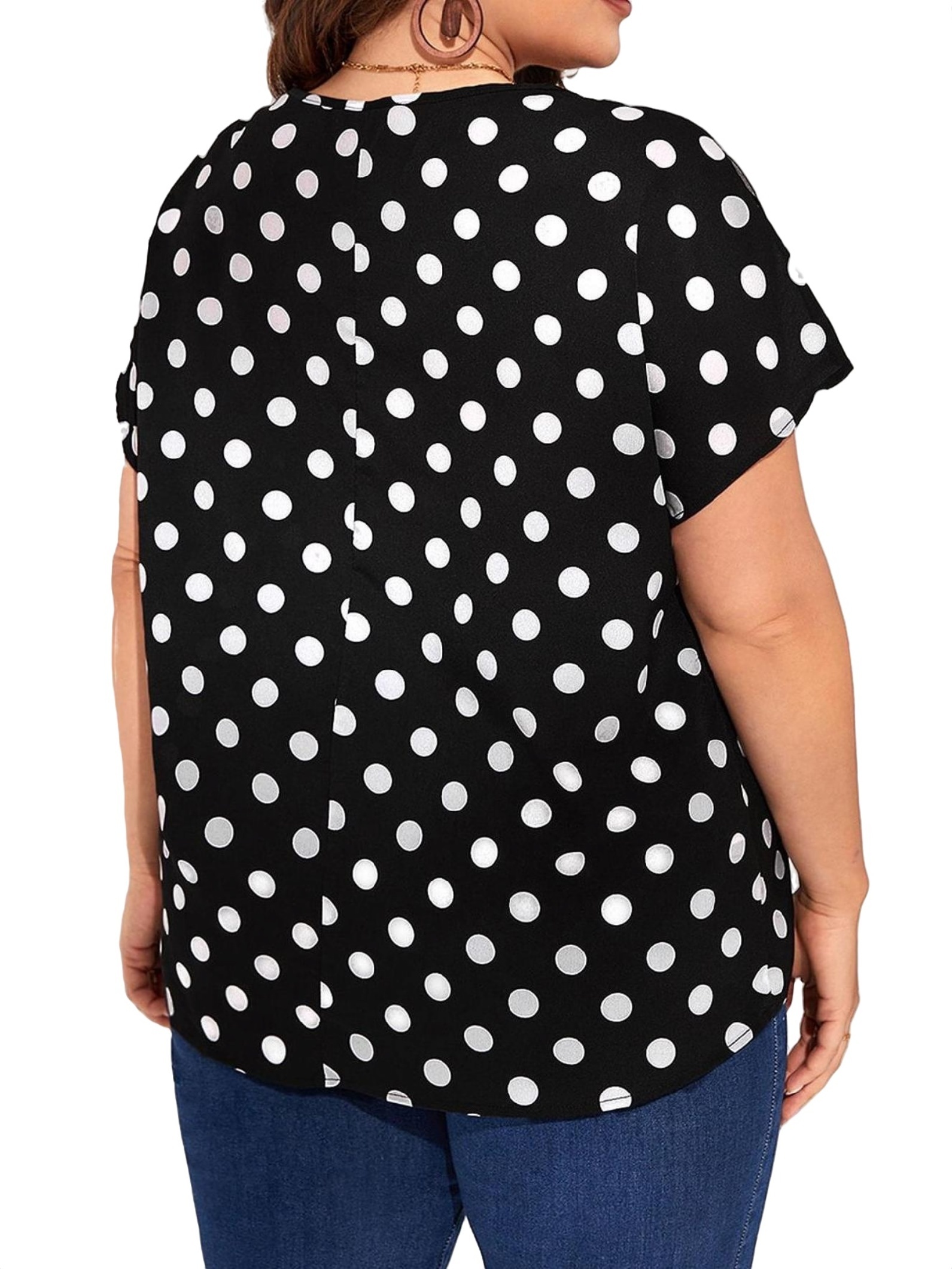 white and black polka dot top