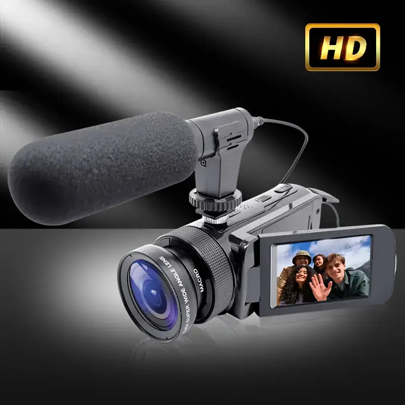 Chumajor Video Camera with External Mic, Full HD 1080P 16MP Camcorder, Vlogging Camera for YouTube with Infrared Night Vision, 16X Digital Zoom 2.4'' LCD Screen Digital Camera, Video Recorder