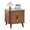 E-Walnut, variant on PHOYAL Walnut Large End Table with Charging Station, Vertical Strip Square Side Tables with Sliding Door Storage for Living Room
