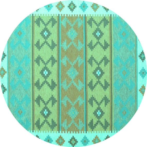 Ahgly Company Indoor Round Southwestern Turquoise Blue Country Area Rugs, 6' Round