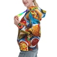 thumbnail image 2 of Balery Vibrant Picnic Food Spread Pattern Womens Long Sleeve Hoodie, Pullover Hooded Sweatshirt, Kangaroo Pocket Hoodie with Eye-catching Drawstrings-Small, 2 of 7
