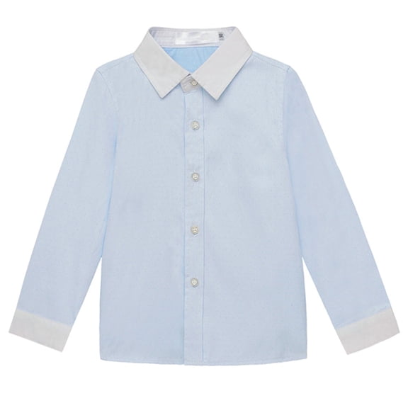 YUTK 5T Boys Clothes Toddler Kids Baby Boys Fashion Long Sleeves Casual Top Turndown Collar Shirt Blue