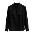 thumbnail image 6 of thefmos Women Fall Winter High Neck Long Sleeve Button Down Blouses Elegant Business Work Tops for Women Cute Trendy Office Dressy Shirts with Solid Color, Black 2XL, 6 of 6