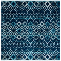 SAFAVIEH Amsterdam Gladwin Geometric Area Rug, Navy/Beige, 4' x 4' Square