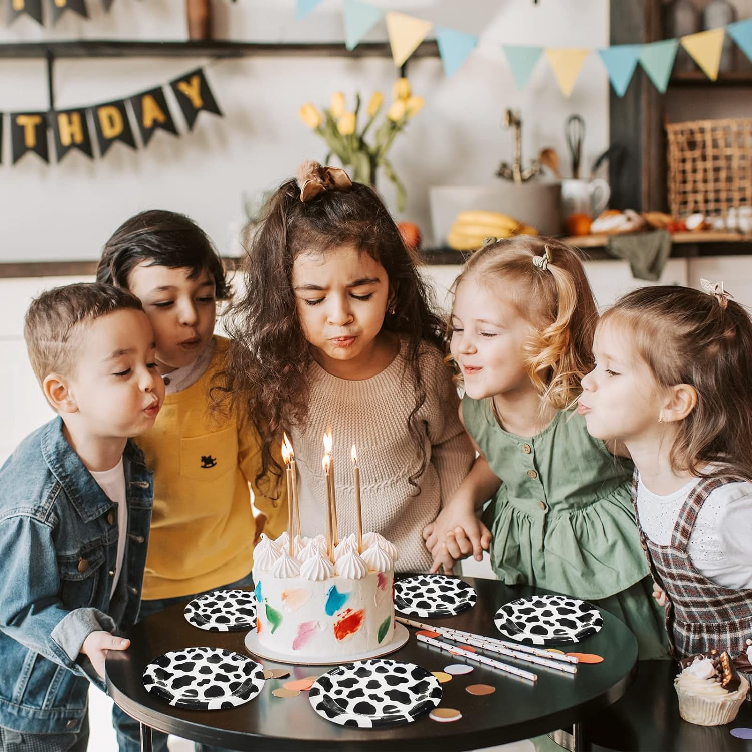 100 Pcs Cow Print Birthday Party Supplies,Includes 50 Pcs Cow Plates and 50 Pcs Cow Napkins,Disposable Cow Theme Party Supplies,Cow Theme Birthday Party Decorations (Cow Paper Plate)