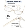 thumbnail image 4 of Gafas PANNER, cuadradas, sobredimensionadas, que bloquean la luz azul, color crema, 4 of 7