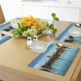 thumbnail image 4 of Ambesonne Urban Place Mats Set of 4, Ferril Lake at Morning, Standard Size, Sky Blue Yellow Orange, 4 of 6