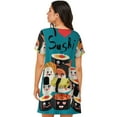 thumbnail image 3 of Horeoi I Love Sushi Print Women's Short-sleeved Nightdress Breathable Cotton-like Material Loose A-line Knee-length, 3 of 6