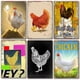 thumbnail image 3 of Pintura en hojalata retro de gallos y gallinas, fondo de granja, mural decorativo sin marco para pared, 3 of 6