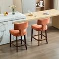 thumbnail image 3 of 26 Inch Counter Height Bar Stools Set of 2 with Curved Backrest and Copper Nail Accents, Farmhouse Style Upholstered Seating for Kitchen or Dining Room, Heavy Duty Hardwood Frame, Orange, 3 of 8