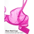 thumbnail image 5 of DELIMIRA Women's Mesh Bra Full Coverage Plus Size Plunge Unlined Underwire Bras, 5 of 6