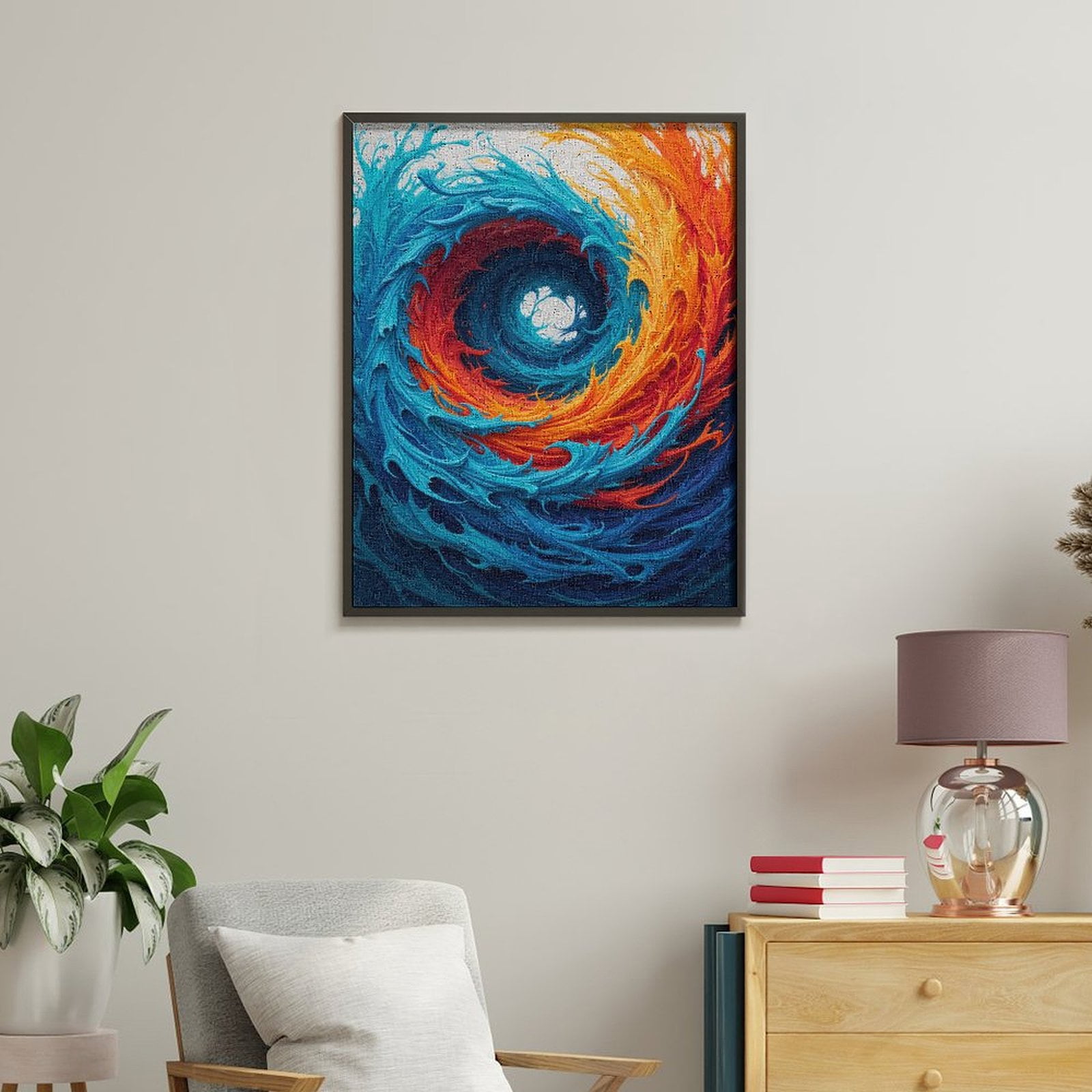 Paint By Numbers Kit for Adults Beginner - DIY Fiery Blue Swirl Abstract Art Canvas Painting Kits for Adults, Frameless Paint By Number for Adults for Home Wall Decor 16x20 Inch