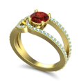 thumbnail image 2 of 2.50 T.C.W Round Shape Garnet & Aquamarine Gemstone Wonderful Bridal Ring for Women Solid 14K Yellow Gold Size 5.5 by Diamond-Capitals, 2 of 8