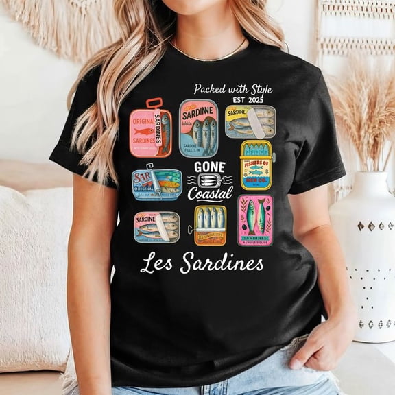 Les Sardins Seafood Lovers Shirt Men’s And Women’s Graphic Tee 100% Cotton by TBun, Full Sizes S-5XL