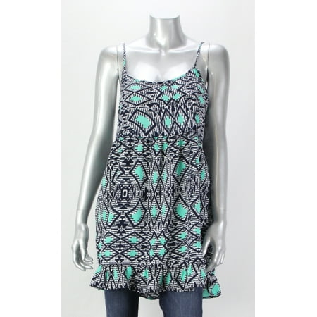 One Clothing Navy Juniors Printed Spaghetti Strap Tank Dress S