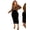 Black, variant on Women's Surplice Neck Long Sleeve Slit Dress in Honey Shade with 95% Polyester and 5% Spandex Plus Size Friendly