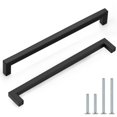 thumbnail image 1 of Probrico (paquete de 5 manijas de gabinete negras mate, orificio central de 10 pulgadas (256 mm), tiradores de cajones de acero inoxidable, herrajes cuadrados para gabinetes de cocina, 1 of 5