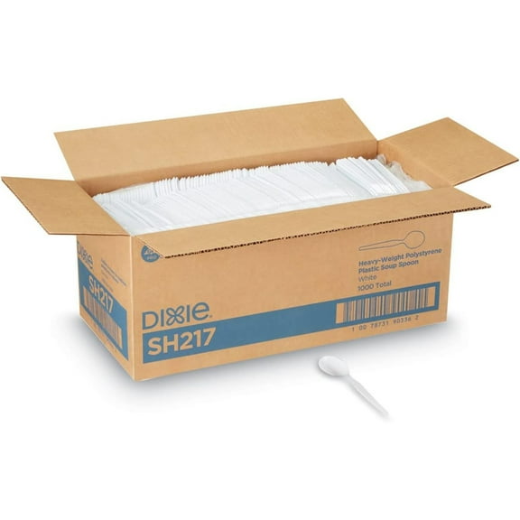 HetayC Plastic Cutlery, Heavyweight Soup Spoons, White, 1000/Carton